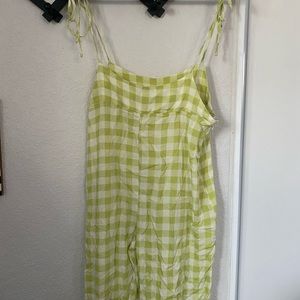 Free People tie shoulder gingham jumpsuit